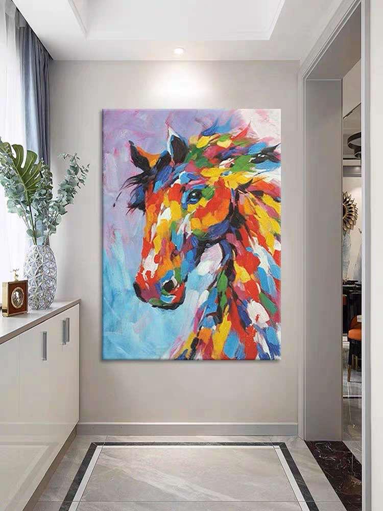 Multicolored Horse Brushstroke Art Modern Extra Large Acrylic Artwork Abstract Custom Wall Art Heavy Texture Oil Painting On Canvas Hanging