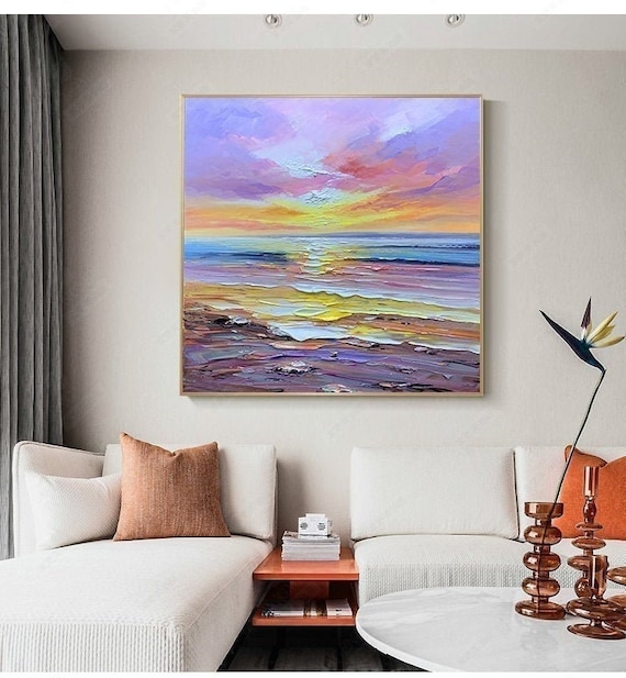 Buy Abstract Layers II Sunrise Square Canvas Wall Art Print