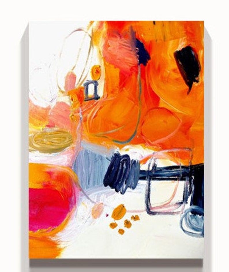 Orange and Blue Abstract Art Oversized Art Abstract Brush Etsy