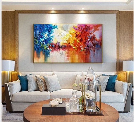 Modern Colorful Wall Art Extra Large Bright Color Artwork Brush