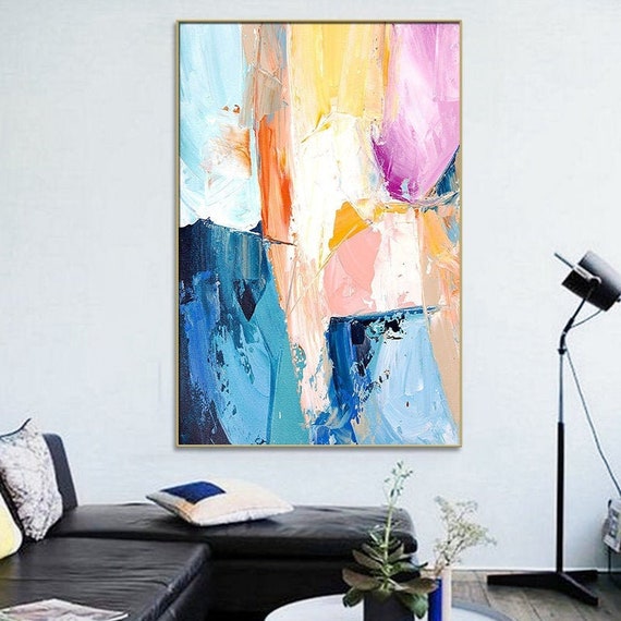 Original Extra Large Modern Art Work Multicolored Abstract Wall