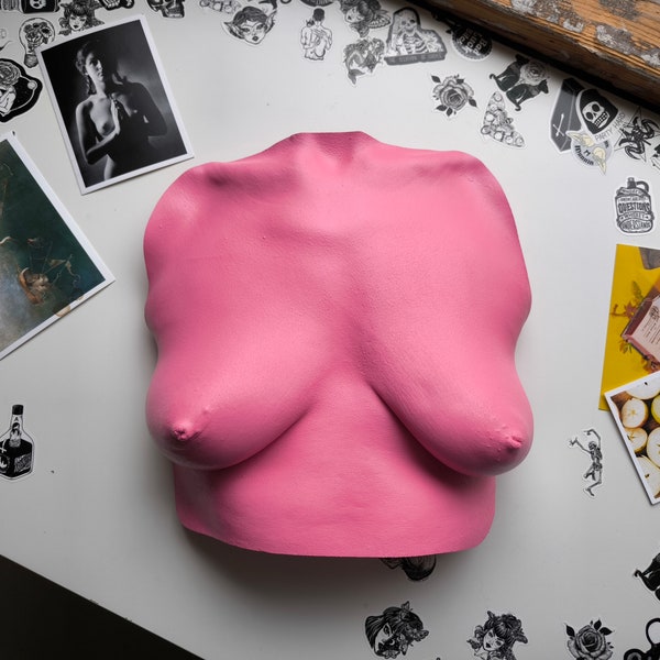 Sculpture contemporaine Lifecast Torse nu, super rose