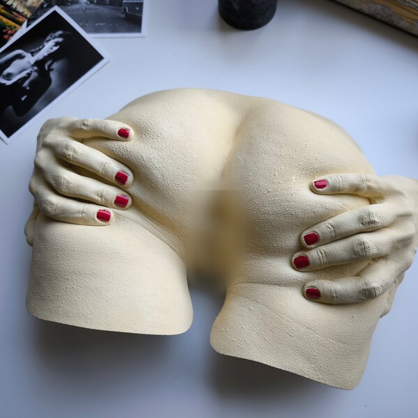 Sculpture contemporaine de hanches féminines Lifecast - Art mural 3D original en acrylique pour décoration intérieure Blanc os