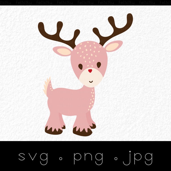 Pink reindeer svg, pink reindeer png, cute reindeer svg, cute reindeer png, reindeer svg, reindeer png,Xmas decoration, Xmas decor, Xmas svg