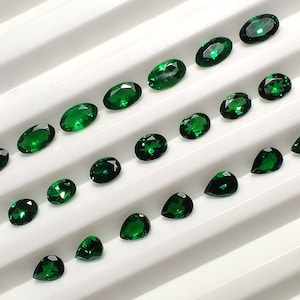 10 Pcs. Lot Tsavorite Green Garnet | Shapes - Oval 3x4 MM, 3x5 MM, Pear 3x4 MM | Loose Tsavorite Gemstone  Natural Green Color