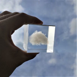 Cubo di nuvola di cristallo, Wolke, cielo, nuage, scultura di nuvole, fermacarte, arredamento per scaffale, decorazione di cristallo, arredamento per la casa, regalo carino cielo