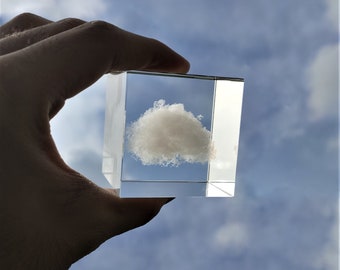 Crystal cloud cube, Wolke, sky, nuage, cloud sculpture, paperweight, shelf sitter decor, crystal decoration, home decor, sky cute gift