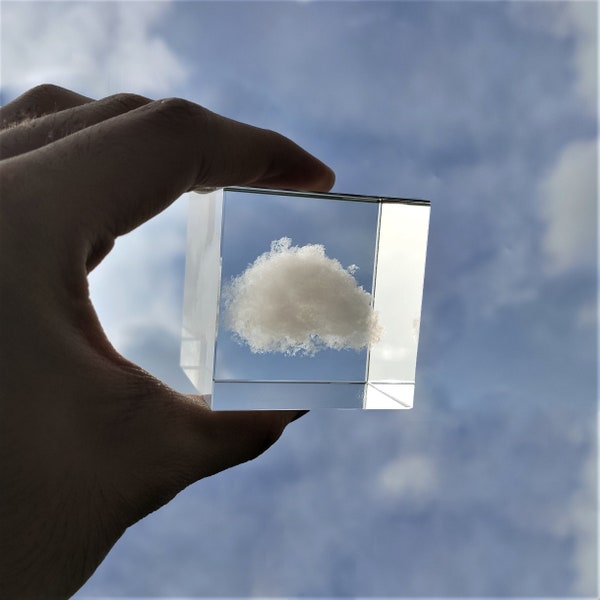 Crystal cloud cube, Wolke, sky, nuage, cloud sculpture, paperweight, shelf sitter decor, crystal decoration, home decor, sky cute gift