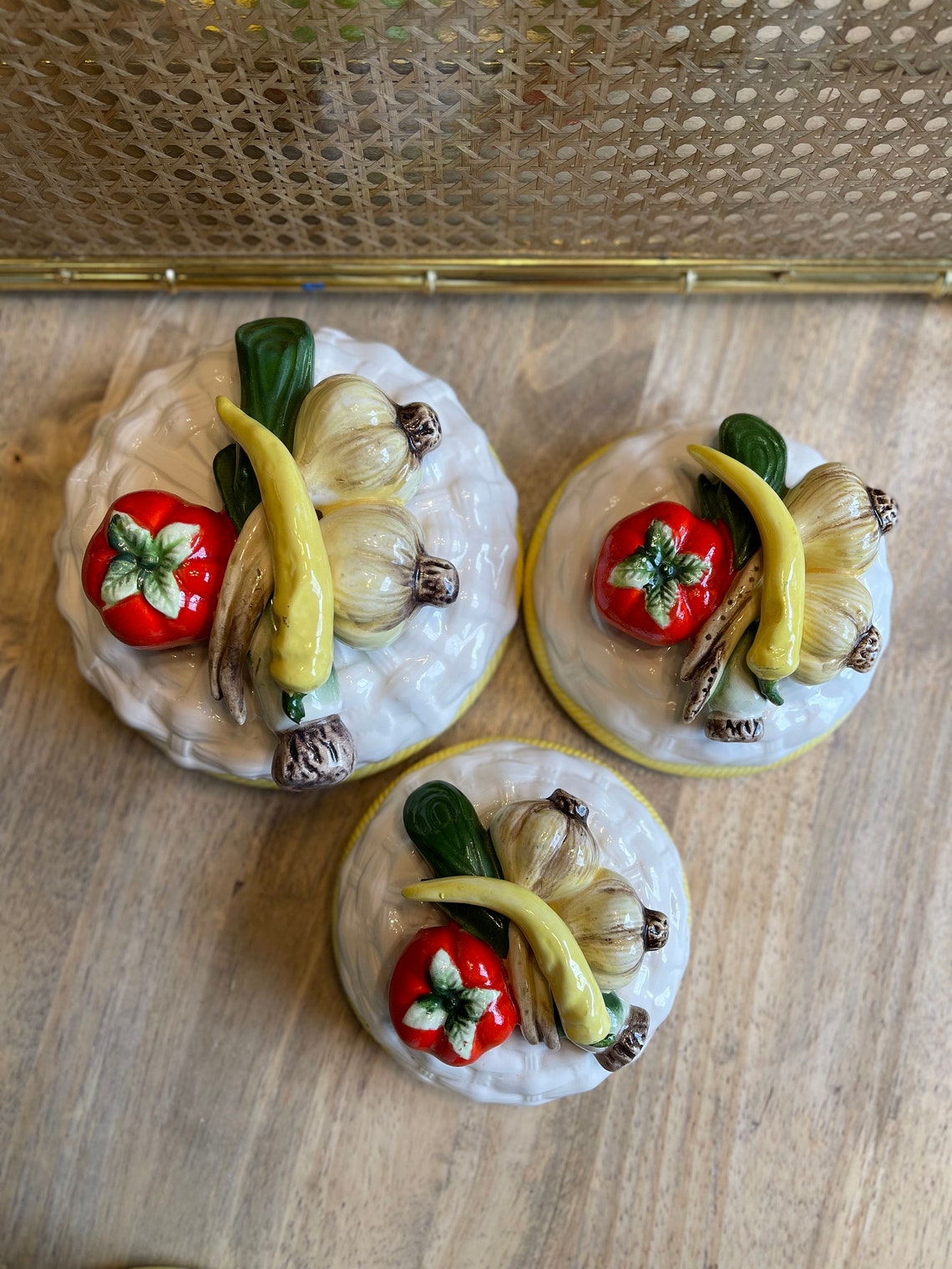 Vintage Veggie Canister Set Handpainted Ceramic Vegetable Etsy