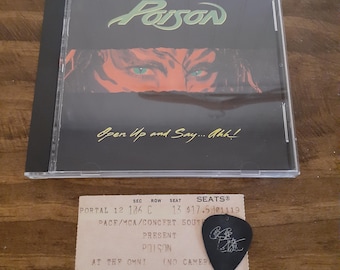 Poison - Open up and say ahh..... - 1988 with concert ticket and CC Deville guitar pick