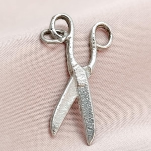 Vintage Scissors Silver Charm Pendant Sterling Silver Shears Clippers Key Chain Fob Luck Charm Stacking Bracelet Gift Idea Her Him Friend