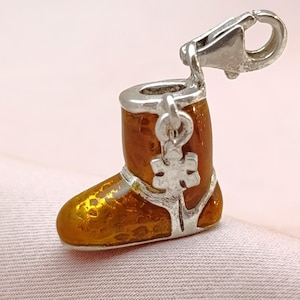 Rare Vintage UGG Boot Thomas Sabo Enamel Silver Charm Pendant Key Chain Fob Luck Charm Stacking Bracelet Collectable Item Gift Idea Her Him