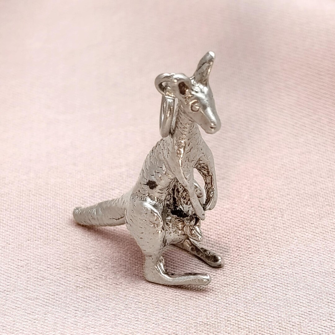 Joey Roo Key Ring Vintage Kangaroo Baby Joey Large Charm Pendant Sterling Silver ...