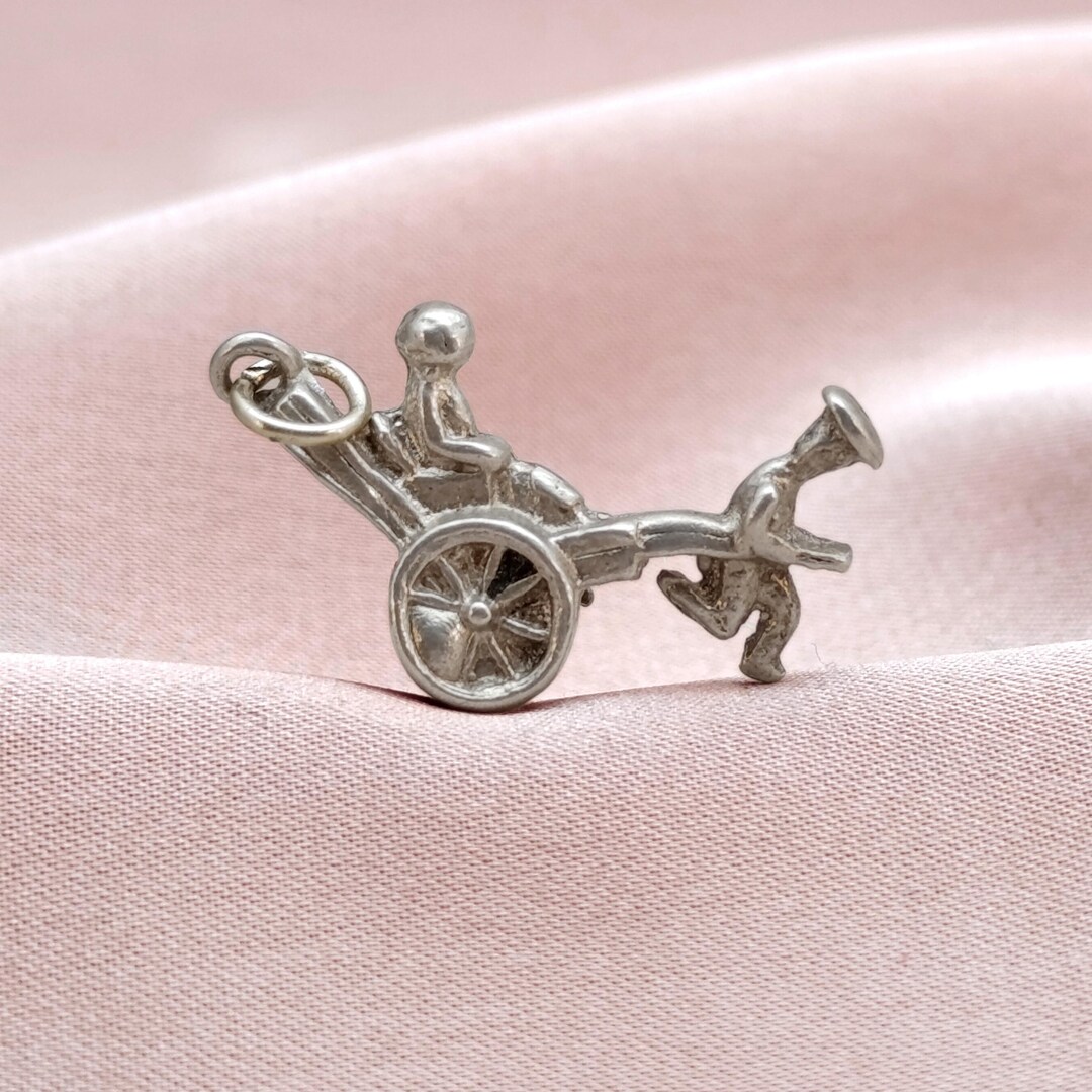 Vintage Old Asian Rickshaw Silver Charm Pendant Sterling Wheel Vehicle ...