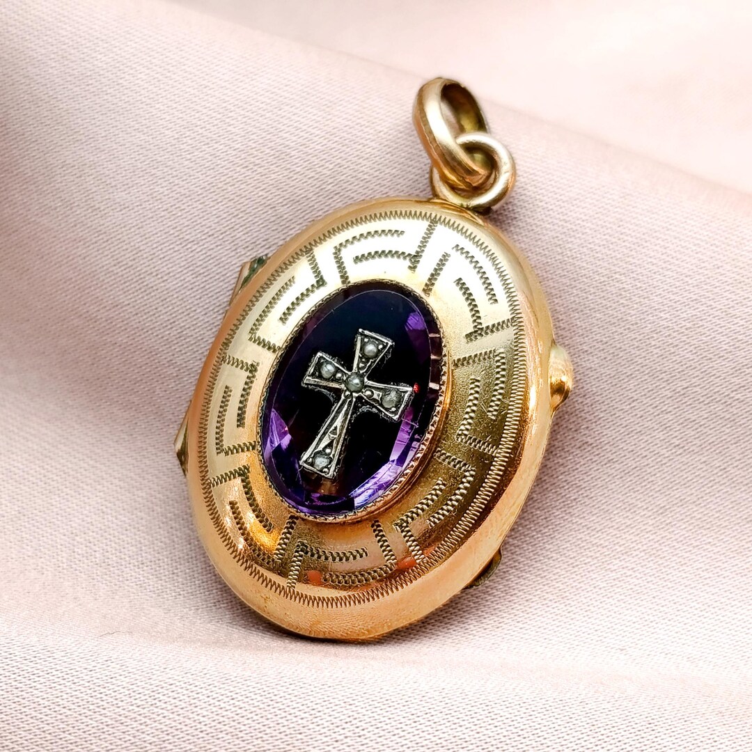 Rare Antique French Victorian St. Theodore Reliquary Locket Amethyst ...