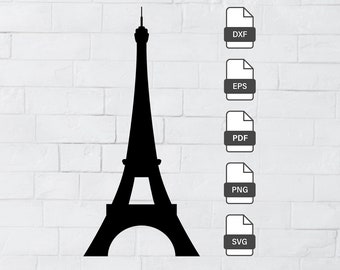 | silhouette de la Tour Eiffel | de fichiers de coupe | de découpe laser Cricut Machine | Fichier pour les décalcomanies vinyles | | EPS SVG DXF télécharger