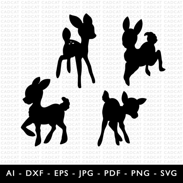 Baby Deer Fawn | Set of 4 Silhouettes | Cutting File | Laser Cutter | Cricut Machine | File for Vinyl Decals | DXF SVG EPS | Download