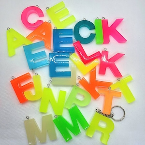 Neon/glow in the dark effect letter keychain Back to school accessories/school bag pendant image 3