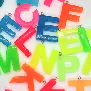 Neon/glow in the dark effect letter keychain Back to school accessories/school bag pendant image 1