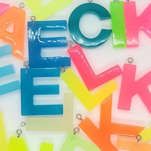 Neon/glow in the dark effect letter keychain Back to school accessories/school bag pendant image 2