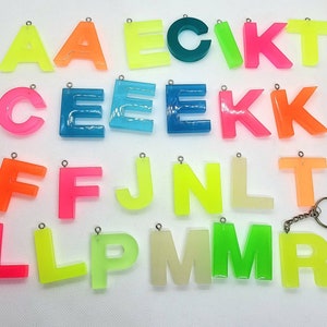 Neon/glow in the dark effect letter keychain Back to school accessories/school bag pendant image 6