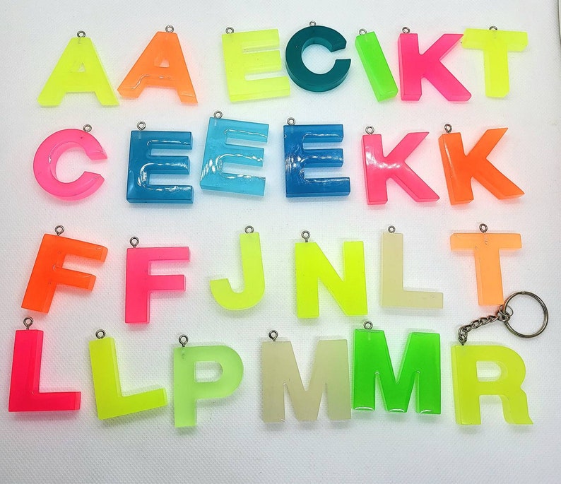 Neon/glow in the dark effect letter keychain Back to school accessories/school bag pendant image 6