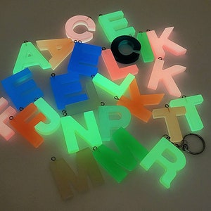 Neon/glow in the dark effect letter keychain Back to school accessories/school bag pendant image 4