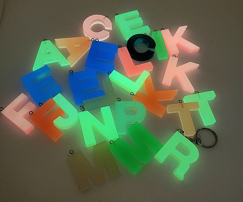 Neon/glow in the dark effect letter keychain Back to school accessories/school bag pendant image 4