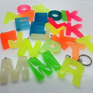 Neon/glow in the dark effect letter keychain Back to school accessories/school bag pendant image 5