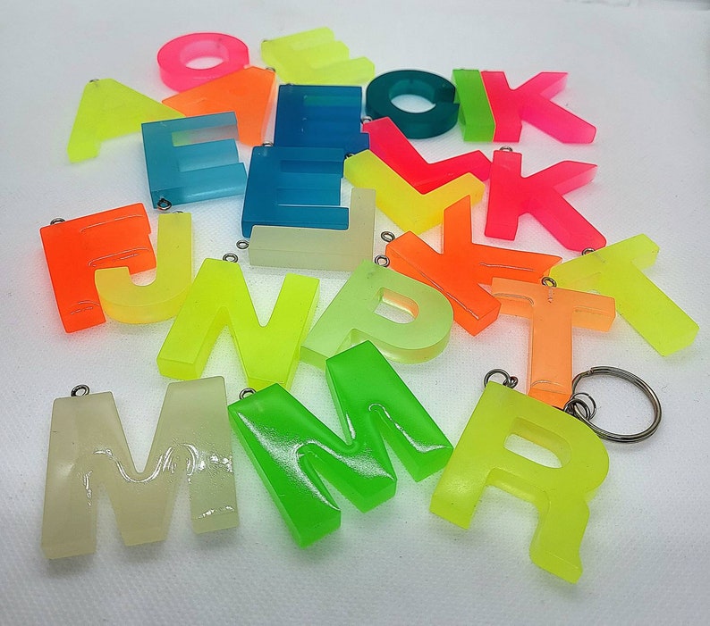 Neon/glow in the dark effect letter keychain Back to school accessories/school bag pendant image 5