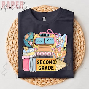 Back to School Second Grade Cute School Supplies PNG | Cute School Supplies Back to School | First Day of School Second Grade | Digital