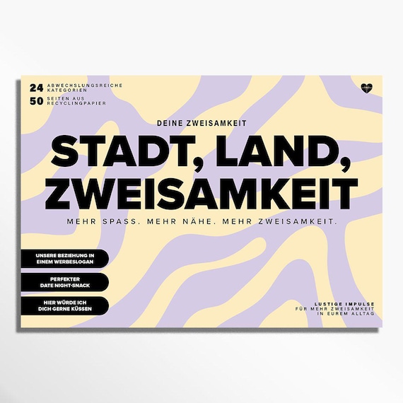 Stadt, Land, Zweisamkeit | Kleines Paarspiel | Kreatives Paarspiel | Spiel für Date Nights & Unterwegs