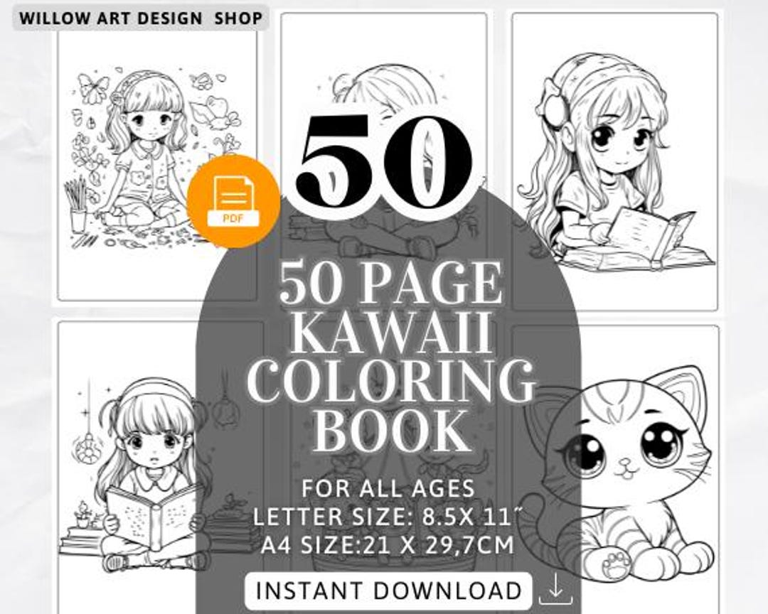 Kawaii Coloring Book Printable PDF Digital Download for Adults and Kids ...