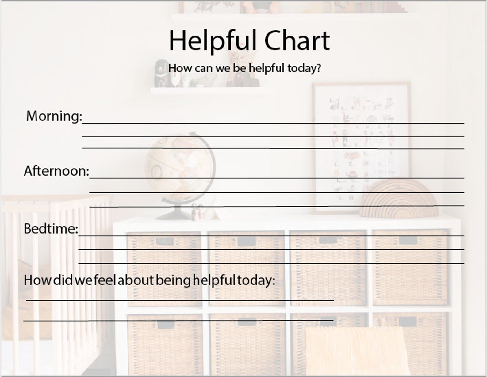 Helper Chart for Toddlers | Learning Chart, Day Planner for Parents and ...
