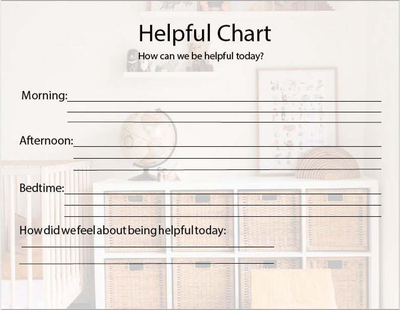 Helper Chart for Toddlers | Learning Chart, Day Planner for Parents and ...