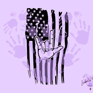Amerikaanse vlag liefde ASL sticker, HOH, gebarentaal
