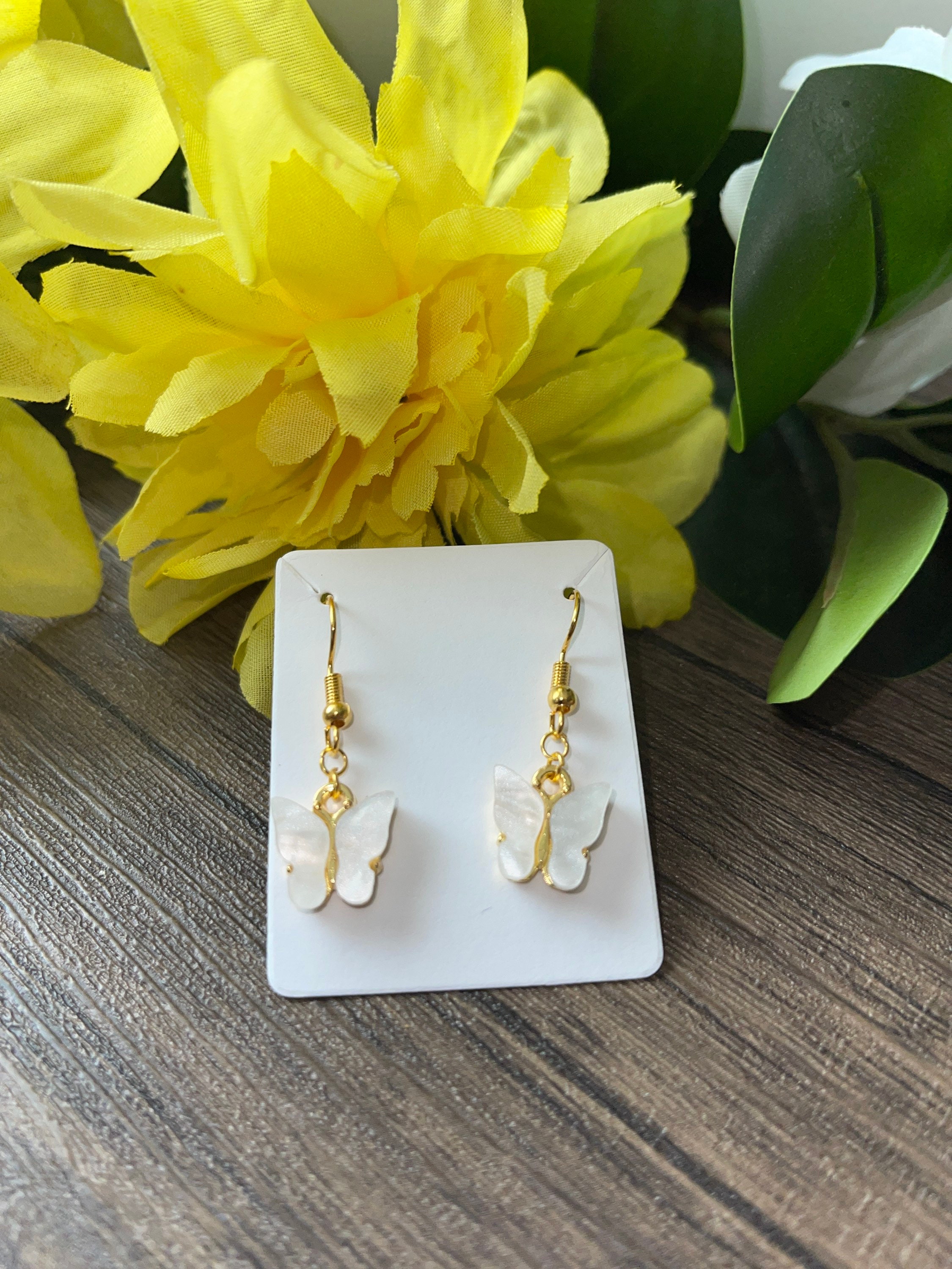 White Butterfly Earrings Etsy