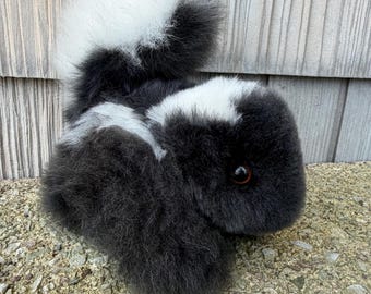 Handcrafted Real Alpaca Plush Skunk – 9" Tail | Made in Peru | Soft Collectible Toy for Ages 3+
