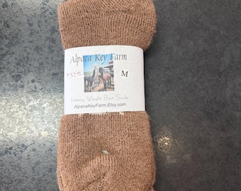 Alpaca Boot Socks, Heavyweight Thermal Hiking Socks, Thick Heavy wool socks, Size medium, Beige Bed Socks