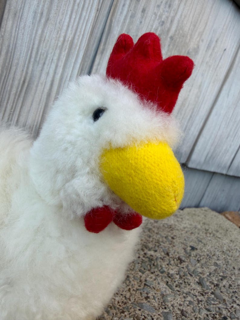 Alpaca Fur Chicken Plush, Farmhouse Decor, Chicken Lover Gift, 100% ...