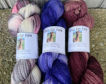 Alpaca Yarn for Knitting, Alpaca Merino Yarn, Yarn for Crochet, Luxury Yarn, 2 Ply DK, Superfine Merino, Hand Dyed Sock Yarn, Handpainted