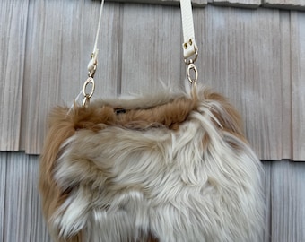 Suri Alpaca Fleece Boho Crossbody Purse, Adjustable Strap, Handmade Peruvian Bag