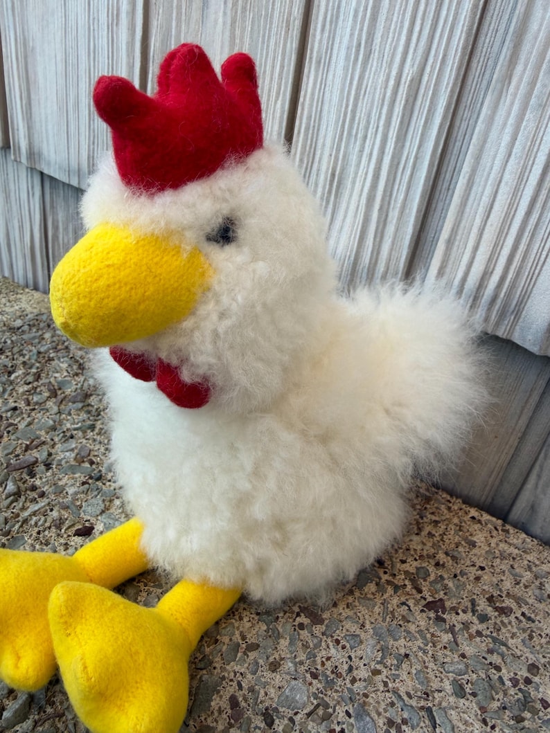 Alpaca Fur Chicken Plush, Farmhouse Decor, Chicken Lover Gift, 100% ...