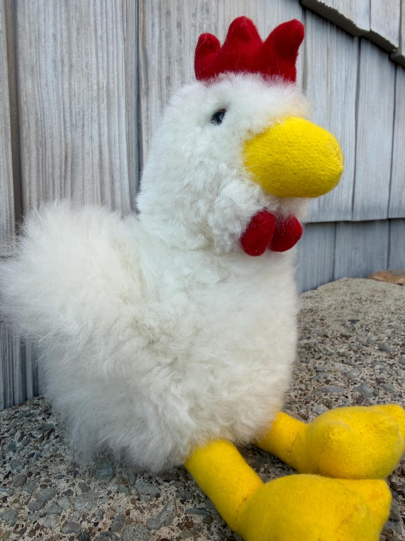 Alpaca Fur Chicken Plush, Farmhouse Decor, Chicken Lover Gift, 100% ...