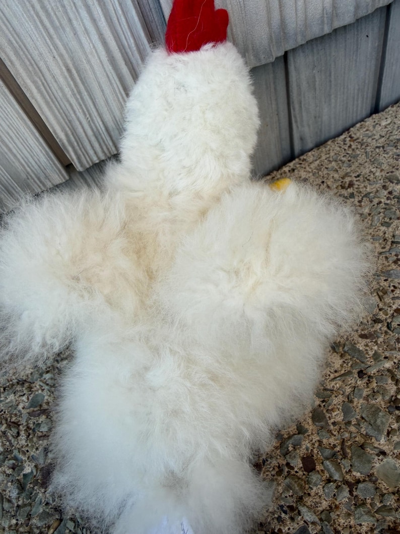 Alpaca Fur Chicken Plush, Farmhouse Decor, Chicken Lover Gift, 100% ...