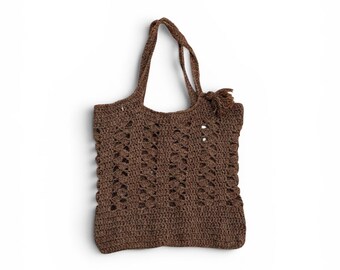 Handmade 80% Alpaca Crochet Market Tote Bag, Boho Hippie Vibes