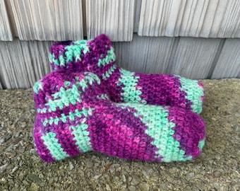 Handmade Crochet Alpaca Slipper Booties,  Cozy Women’s House Socks (Size 7–10)