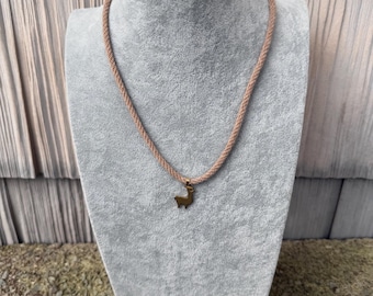 Handmade Alpaca Yarn Necklace, Kumihimo Braided Jewelry, Magnetic Clasp, Charm Pendant