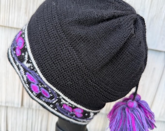 Alpaca Knit Hats, Black Beanie, Fleece Lined Hat, Warm Wool Hat, Hunting Gifts for Men, Watch Cap, Hiking Gifts for Women, Winter Cap Dad