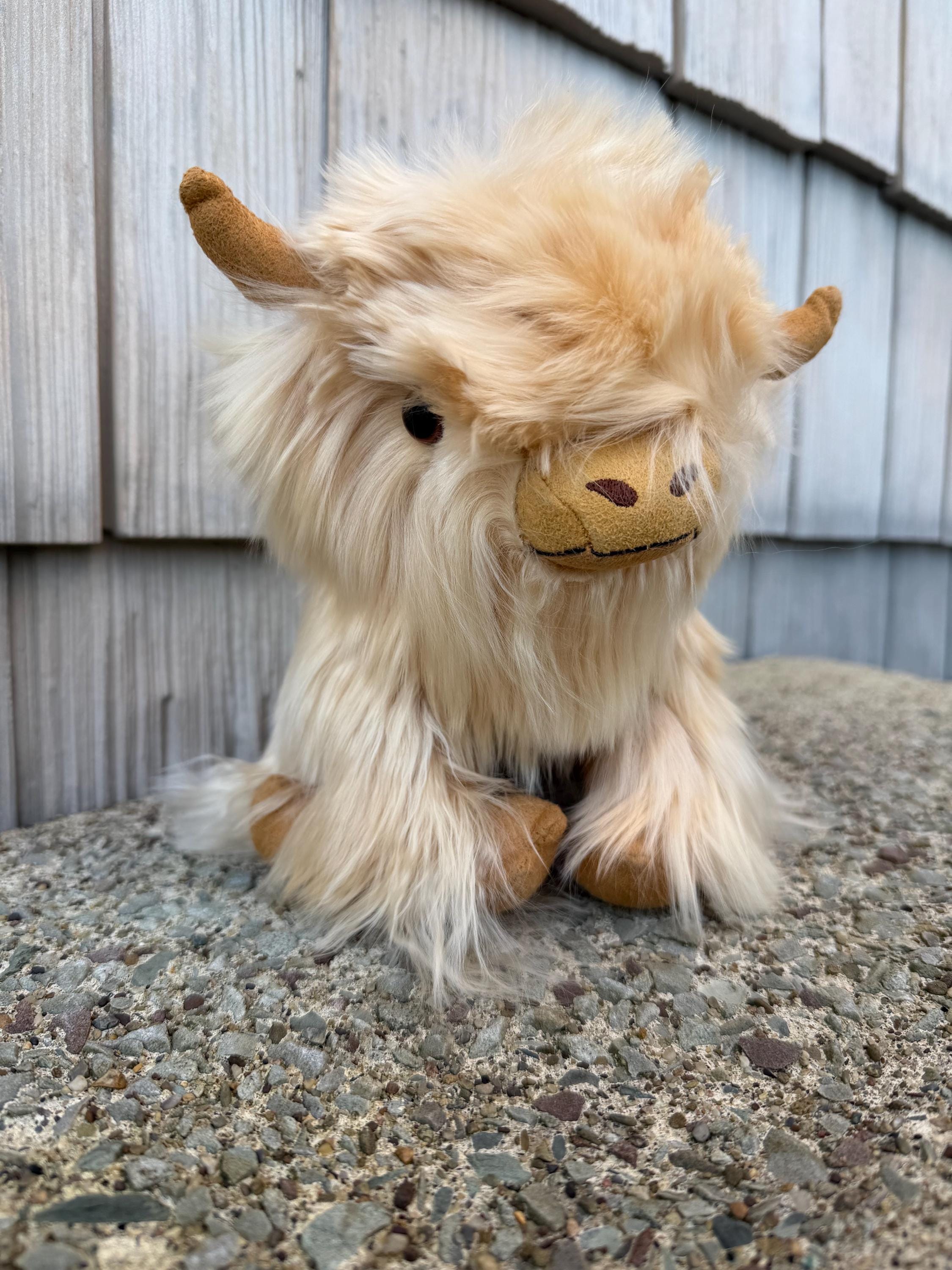 アルパカハイランド牛のぬいぐるみ、100％ベビーアルパカフリースの